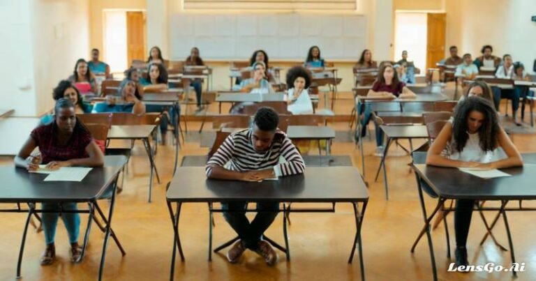 estudantes fazendo prova alunos universitários