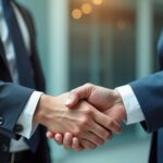 Executivos apertando as mãos em enontro de negócios aperto de mãos