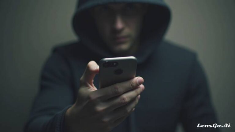 Homem utilizando celular em ambiente sombrio hacker