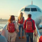 pessoas embarcando para viagem de avião