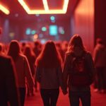 Jovens em entrada de evento