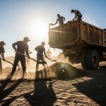 Trabalhadores no sol
