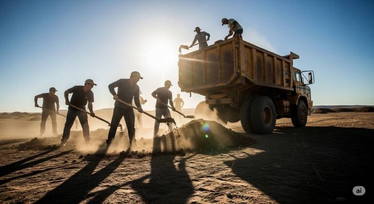 Trabalhadores no sol