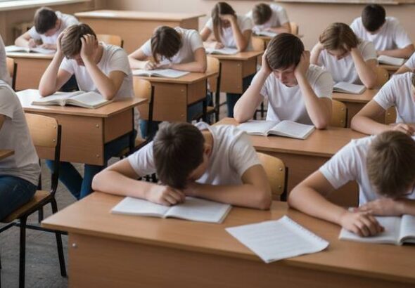 alunos estudantes desanimados
