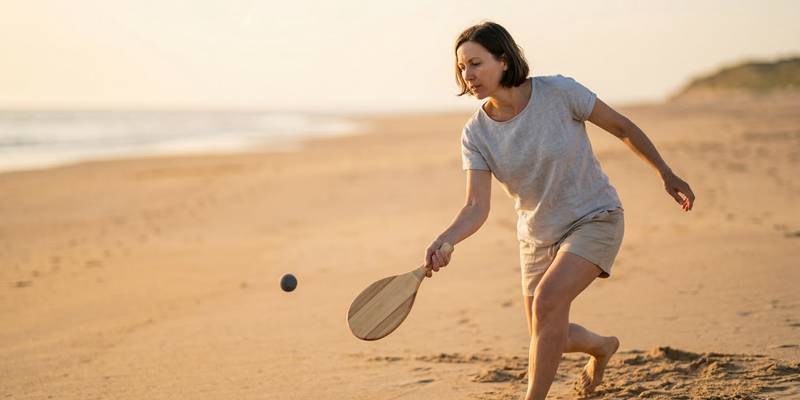 Mulher jogando Frescobol